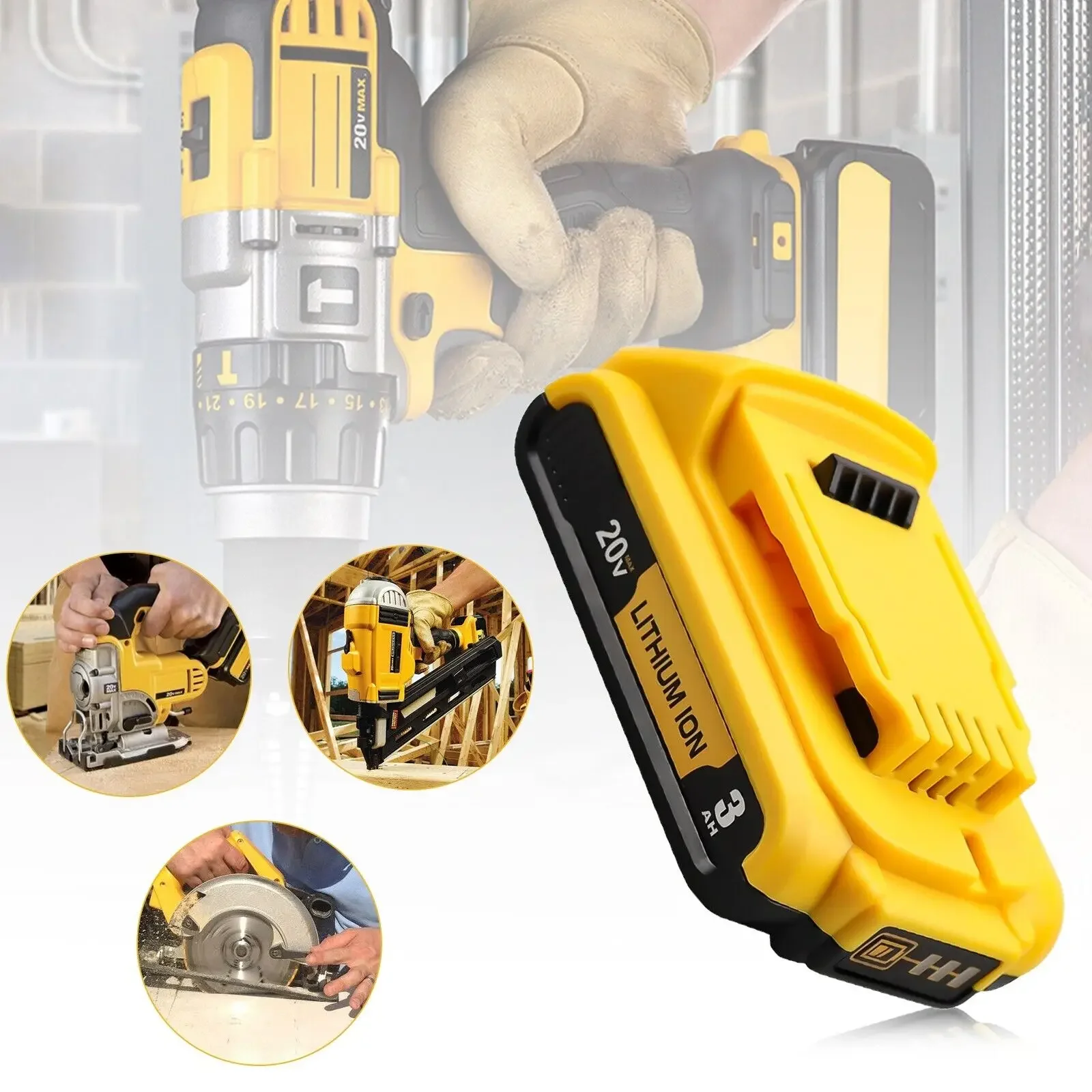

20V 3.0Ah DCB203 Li-ion Battery For Dewalt Max Tools DCB205 DCB206 DCB204 DCB200 DCB182 DCB180 DCB230 DCD DCF DCG Series