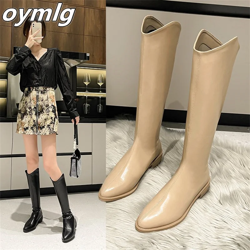 

Boots women's 2022 new women's boots winter pointed toe rear zipper high boots women's low-heeled boots women's wholesale
