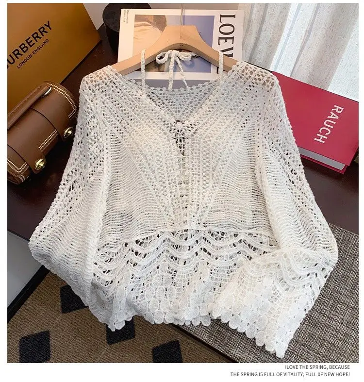 Cárdigan Mujer Top Verde De Manga Larga Con Diseño Floral De