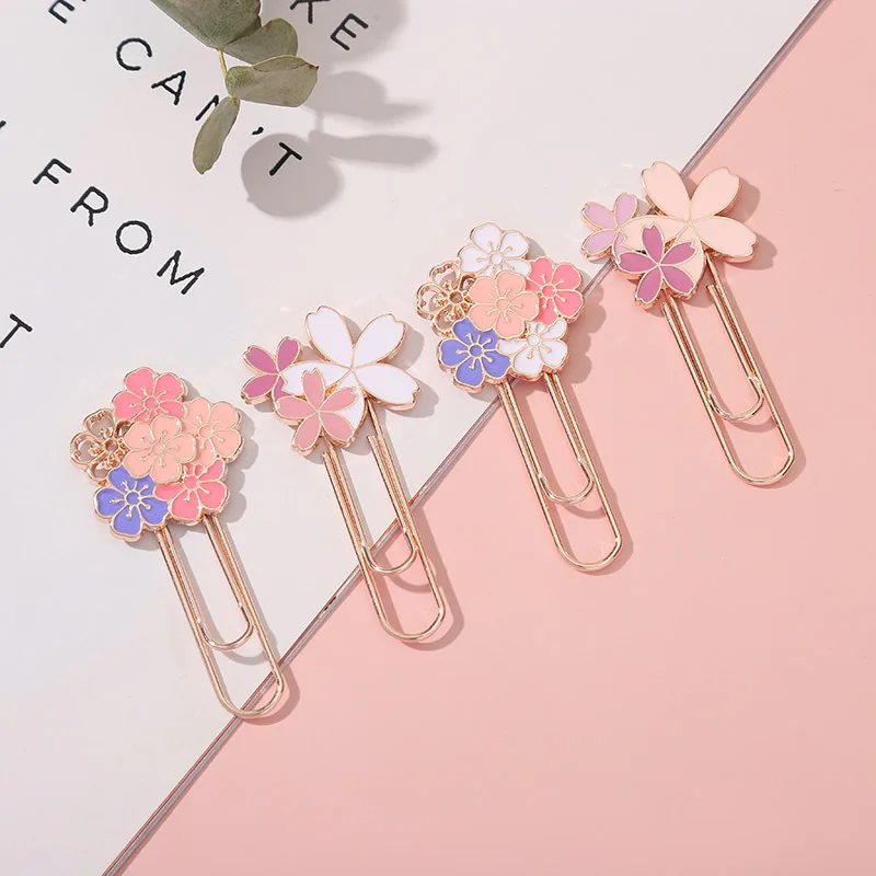 Paper Clips Cherry Blossom Paper Clip Creative Cute Metal Bookmark Clip Exquisite Beautiful Paper Notebook Decoration Stationery