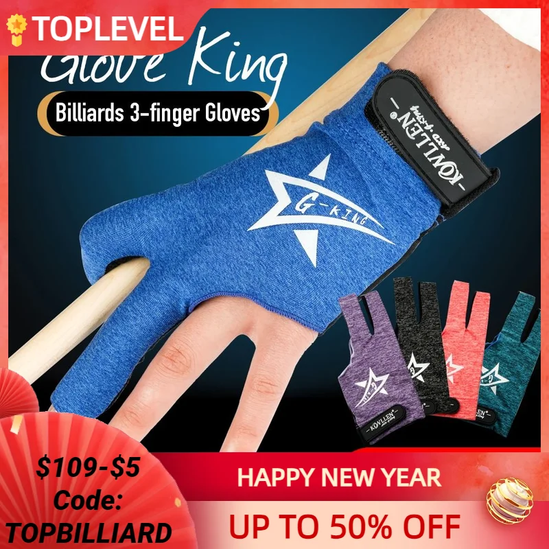 KONLLEN Billiard Gloves One Piece Left Hand 3 Fingers Purple/Blue/Pink