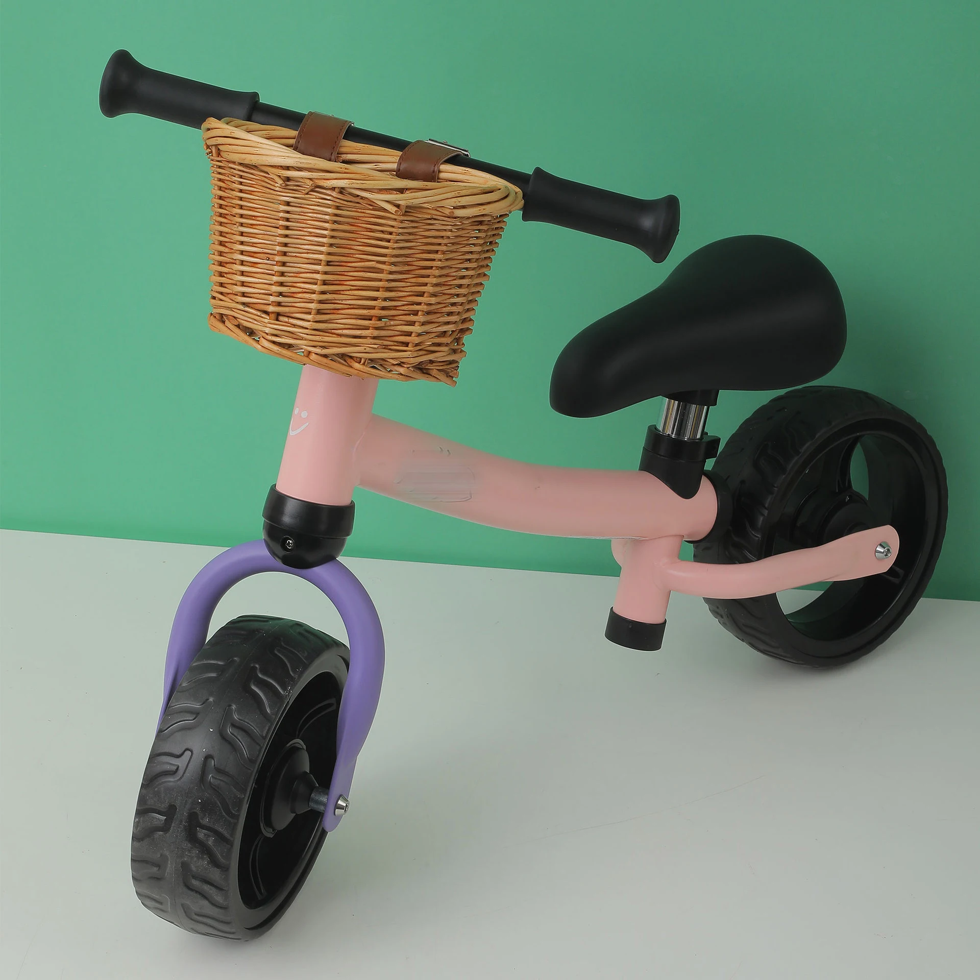 Bicycle Front Wicker Woven Basket for Kids Bike Scooter Handmade Waterproof Detachable Storage Basket Baggage Bags