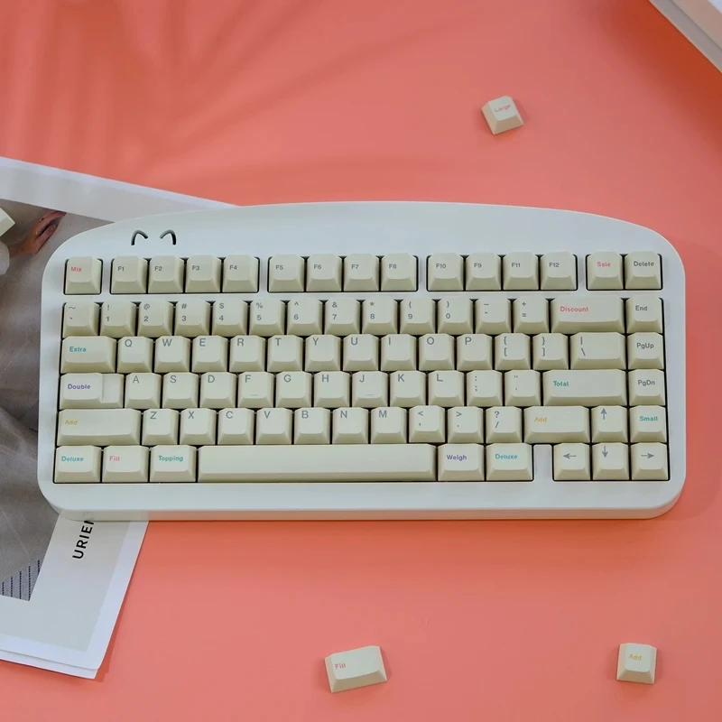 

1 полный комплект колпачков для клавиш GMK Fro.yo, колпачки для клавиш с краской PBT, колпачки для клавиш с вишневым профилем, колпачки для клавиш ISO Enter 7U, разделенные пробелы для переключателя MX