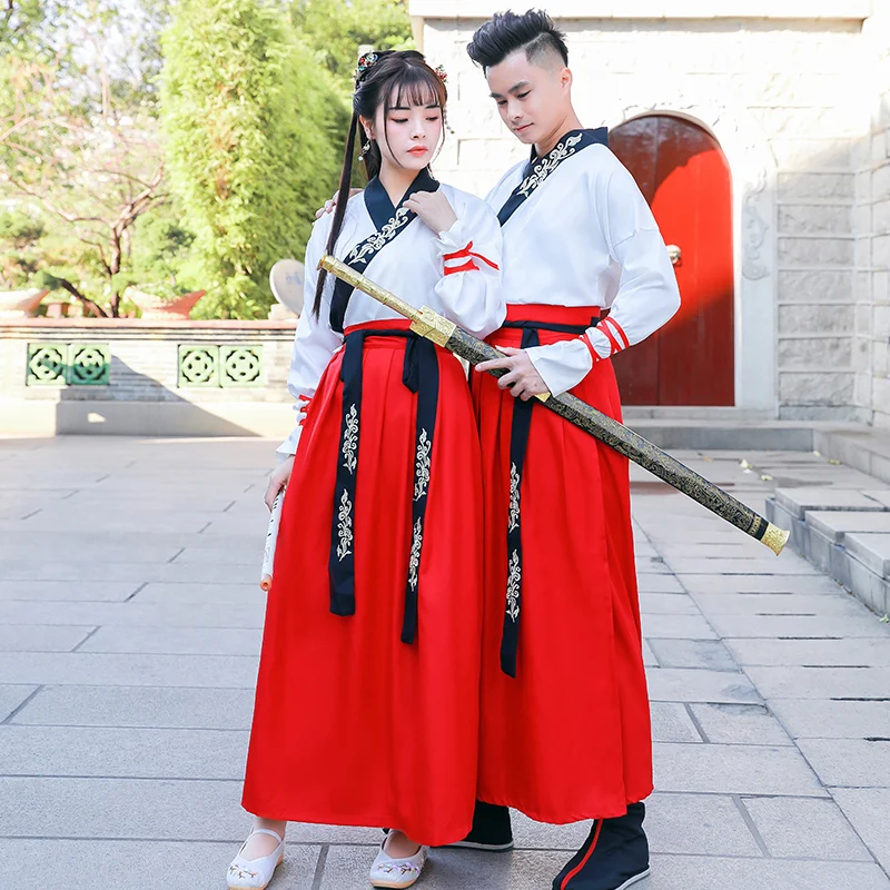 

Women And Men Autumn New Chinese Style Red Embroidery Hanfu Female Fairy Ethereal Swordsman Costume Role Play Chivalrous Clothes