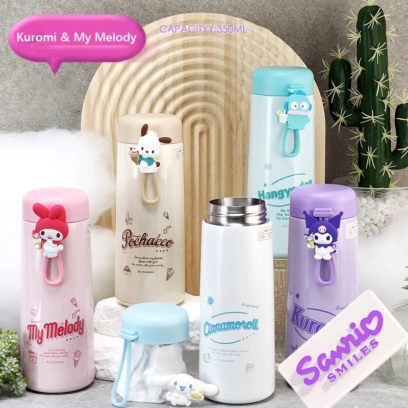 

350Ml MINISO Anime Kuromi Thermos Cup My Melody Stainless Steel Water Cup Student Water Bottle Drinkware Travel Mug Insulatedcup