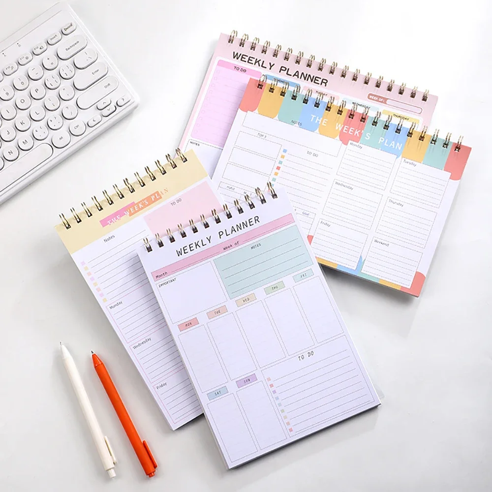 2024 A5 English Weekly Planner Coil Notebooks To Do List Planner Schedules Stationery Office School Supplies