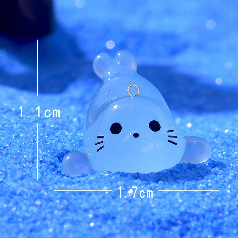 Kawaii Luminous Mini Seal Pup Resin Charms Lovely Marine Animal Pendant For Earring Bracelet DIY Jewelry Make W13 10pcs