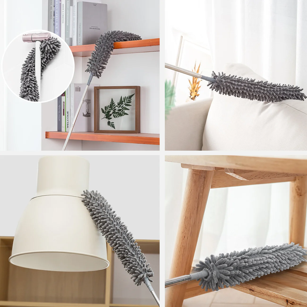 4PCS Long Handle Microfiber Duster Brush For Sofa Bed Furniture