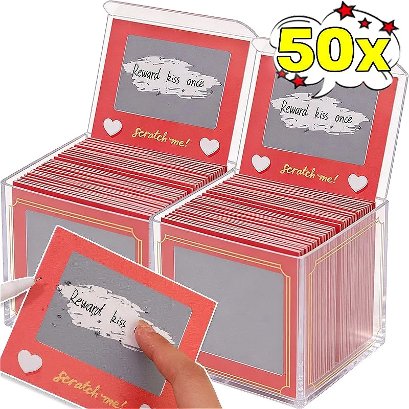 Romantic Scratch-Off Card Vouchers for Couples - Perfect for Date Nights, Weddings, Birthdays, and Anniversaries Gifts (10/50 Pack)