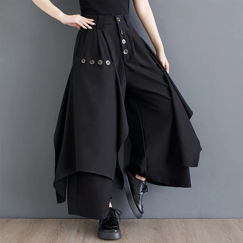 k Design Casual Pants Asymmetrical Skirt Pants Faionable Wide Leg Pants Summer New Arrival Versatile High Waist Long Pan...