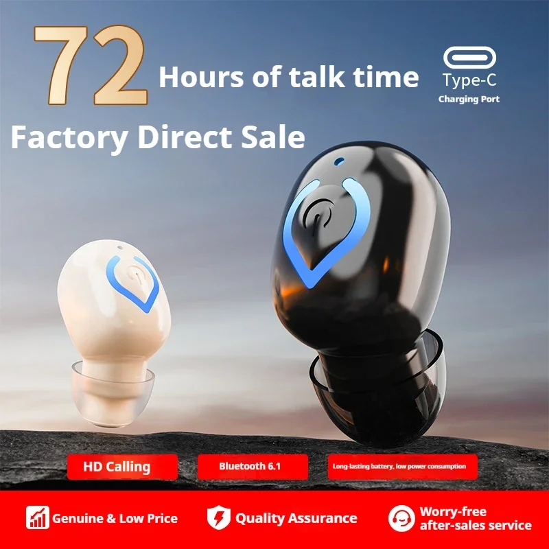 Compact Wireless Bluetooth Noise-Canceling In-Ear Headset with Microphone