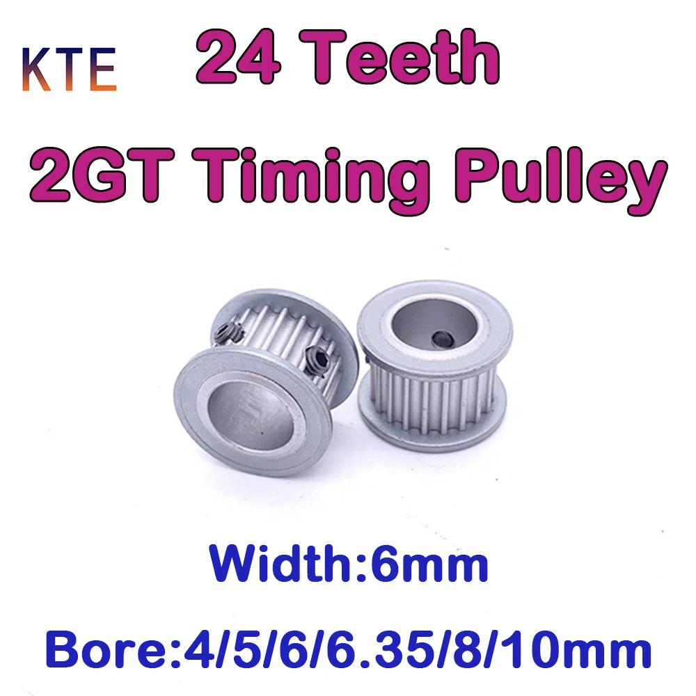 24 Teeth 2GT Timing Pulley Bore 4mm 5mm 6mm 6.35mm 8mm 10mm 24 Tooth GT2 Timing Pulley Belt Width 6mm 20T 2GT Synchronous Wheel