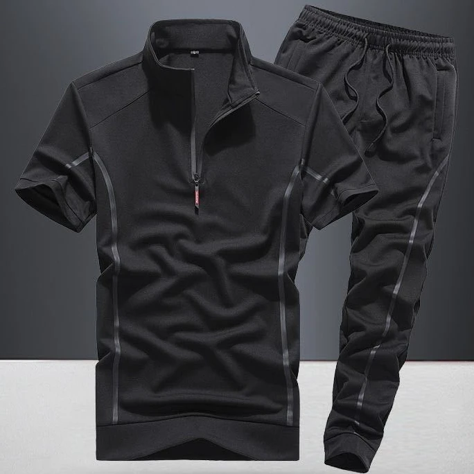 thumbnail image 1 of Conjuntos de pantalones superiores para hombre, camiseta de poliéster, trajes deportivos ajustados, chándal de moda esencial de algodón, ropa holgada barata de Kpop para hombre, 1 of 5