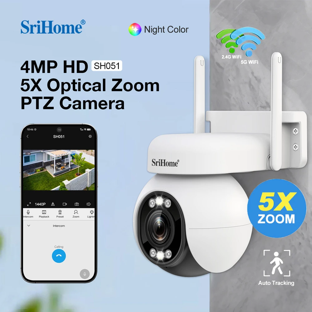 SriHome SH041 Telecamera PTZ 5MP Zoom 20x Ottico – Starlight, Audio Bidirezionale, Wi-Fi 2.4/5GHz - 4