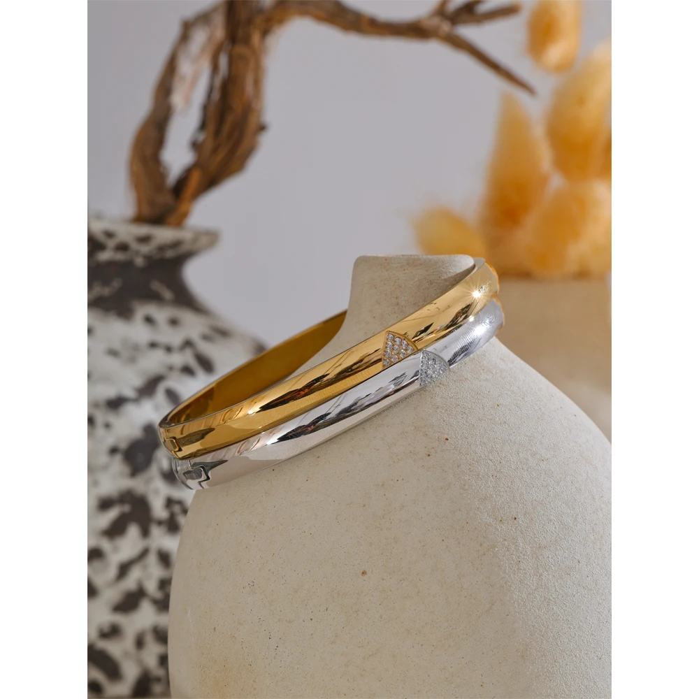 Yhpup 60mm Stainless Steel Zircon Bracelet