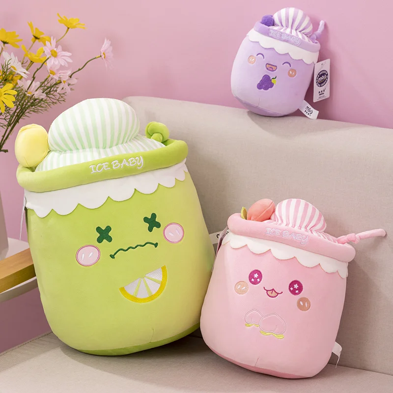 Cute Cartoon Boba Stuffed Toys Funny Bubble Tea Plush Pillow Cuddle Doll Plushie Keychain Gift for Baby Girls Birthday Bag Decor