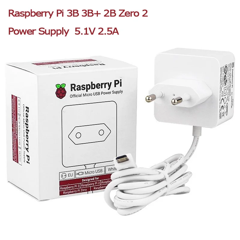 

Официальный адаптер питания Raspberry Pi, 5,1 В, а, Стандартный блок питания, вилка для ЕС, США, Великобритании, для Raspberry Pi 3B, 3B +, 2B, Zero 2