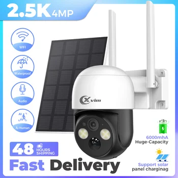 XVIM 4MP PTZ Wifi Wireless Outdoor Solar Camera Built-in Battery Video Surveillance Camera Long Time Standby Two Way Audio 1