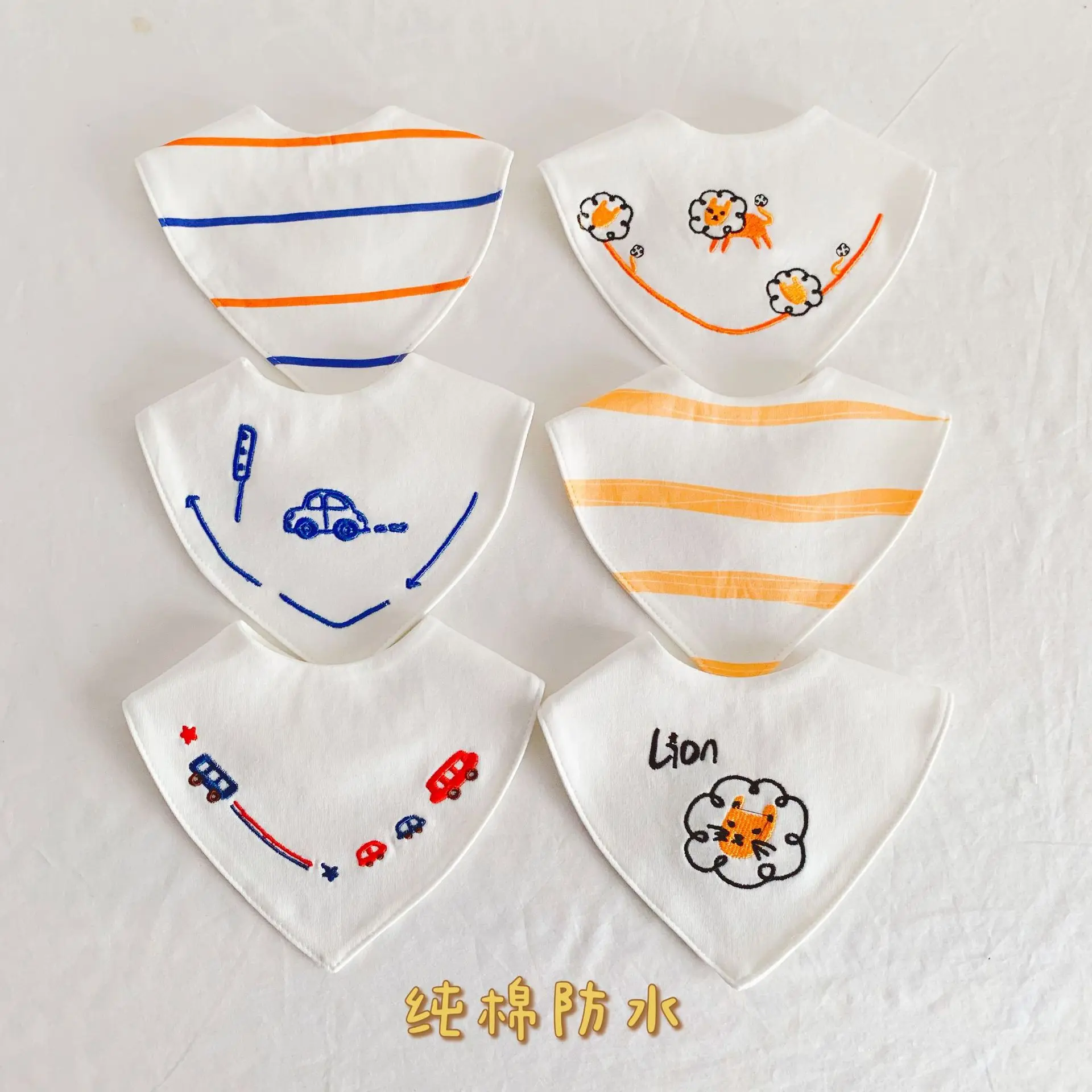 

INS Korean Baby Saliva Towel Cotton Baby Towel Three Sets Set 0-1 Years Old Waterproof Embroidered Bib Baby Accessories Newborn