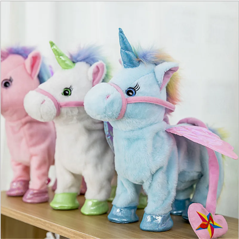 Nuevo juguete eléctrico de peluche de unicornio que camina, Animal