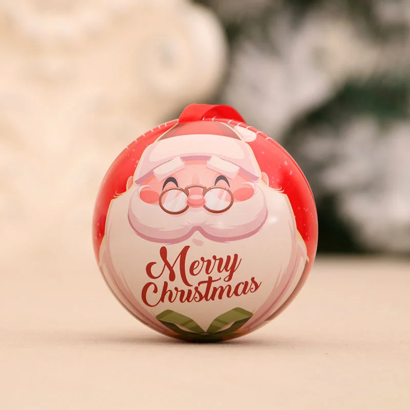 

Christmas Tree Decoration Ball Mini Hanging Candy Tin Xmas Gift Box Holiday Accessories Decorative Iron Ball Box Home Decor
