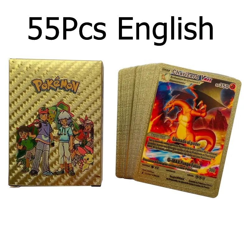 60-100Pcs French Pokemon cards Anime Pikachu Dracaufeu Vmax V Arceus Vstar  Shiny Card Birthday gift for children