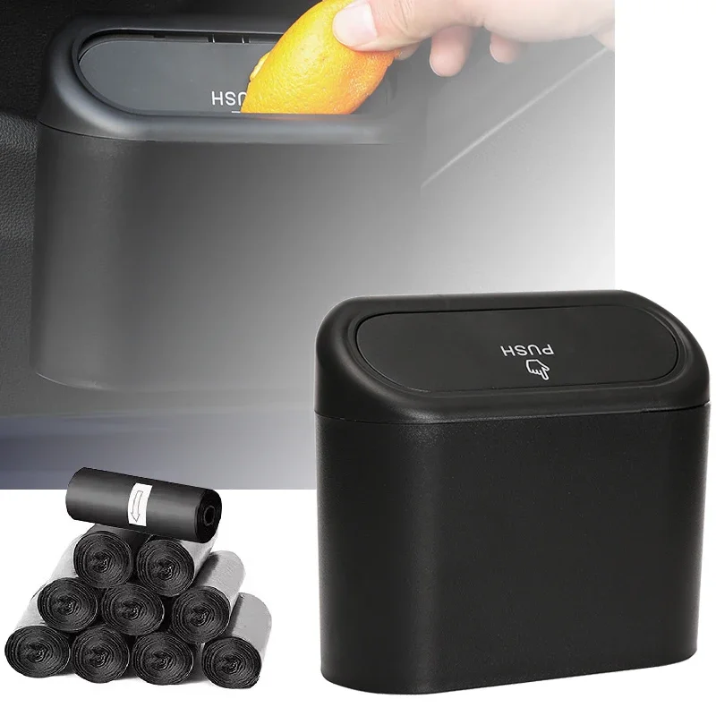 1/2/3Pcs Car Trash Can with Lid Contains 60 300 Garbage Bags Small Leak proof Mini Accessories