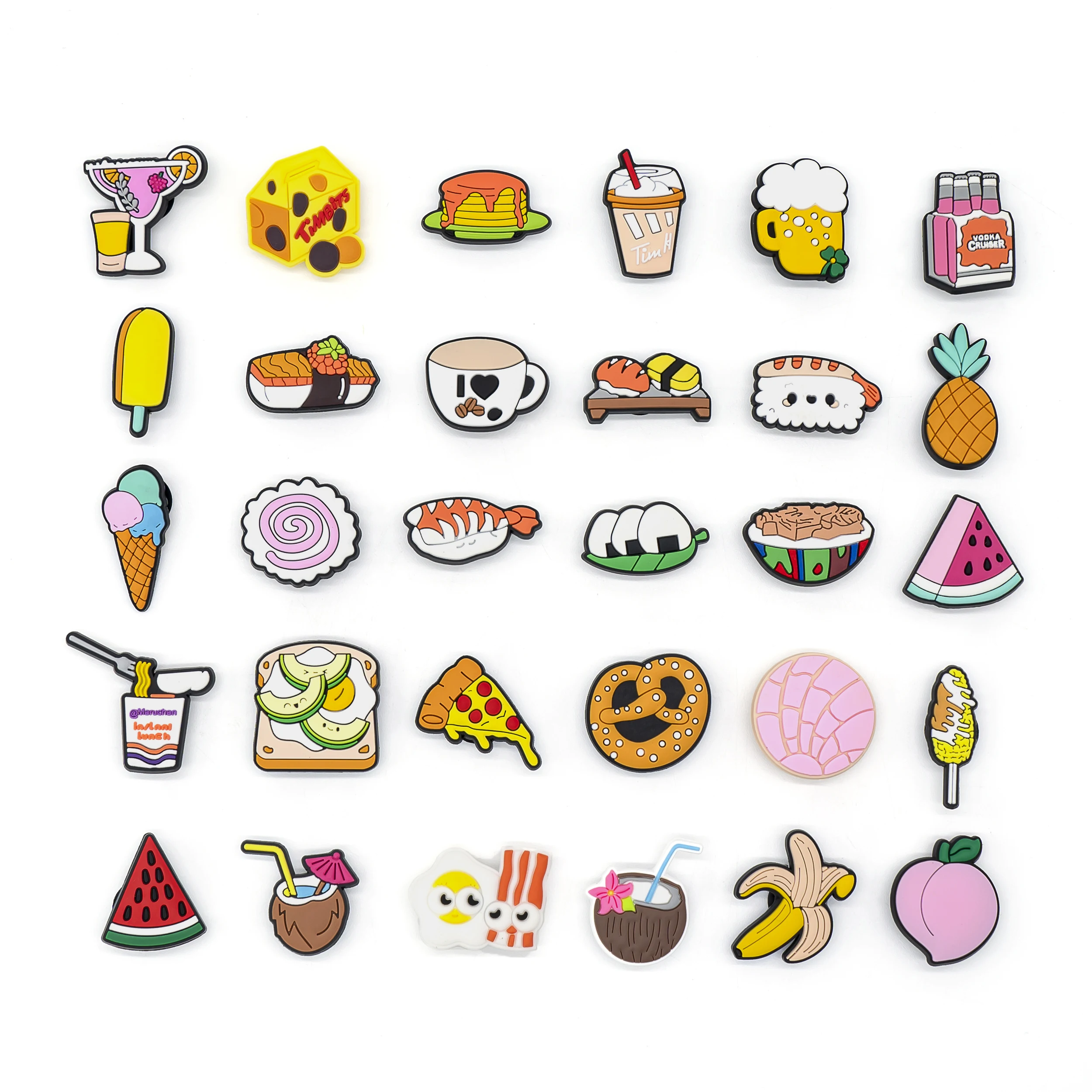 1pcs PVC Cute Food Shoe Charms Pizza Bread Shoe Decorations Accessories Watermelon Bananat Clog Pin for Women Girls