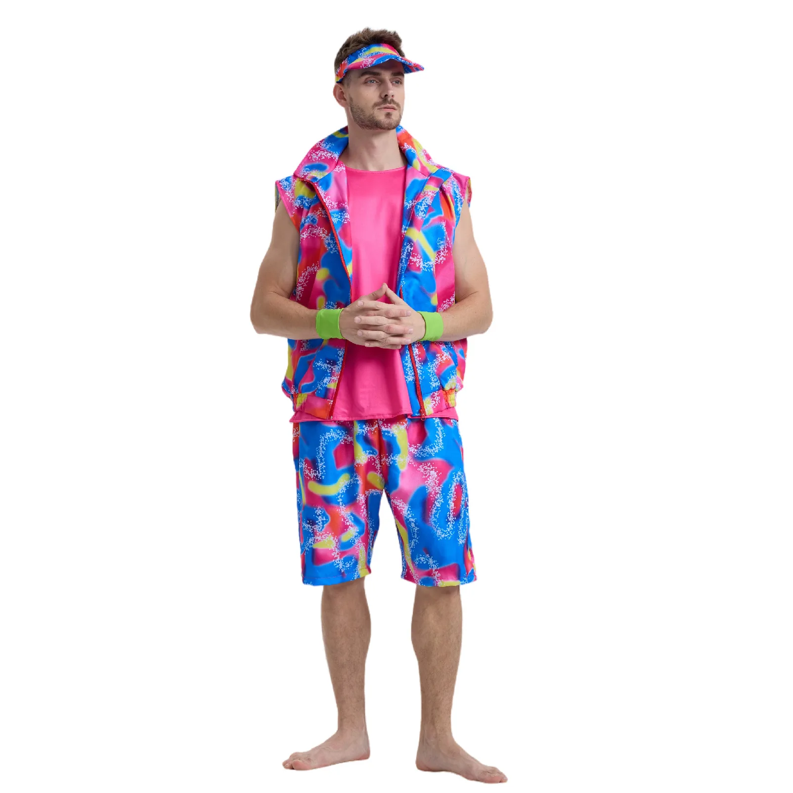 

Hot Movie Barbi Cosplay Ken Barbe Sports Wear With Hat Unisex Adult Kids Halloween Party Cosplay Costume Daily Wear Uniform