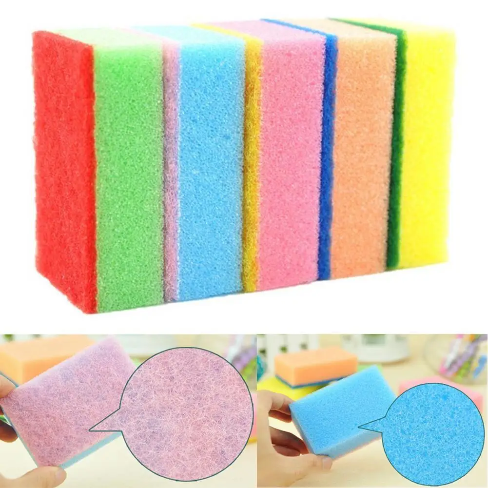

10pcs/set Dropship Household Dish Wash Cleaning Sponges Colored Sponge Scouring Pads Kitchen Sponges Cleaner Tool Random Color