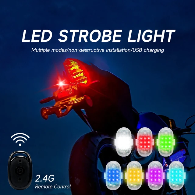Wireless LED Strobe Light for Motorcycle Car Bike Scooter Anti-collision  Warning Lamp UDB Charging Flash Indicator Waterproof - AliExpress
