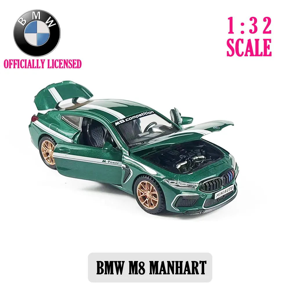 

Bmw m8 manhart Diecast Pullback Muscle Car Model 1:32 Repilca with Light Sound Scale Alloy Miniature Kid Boy Xmas Gift Toy A