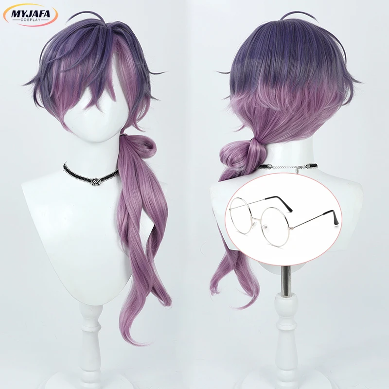 

High Quality Uki Violeta Cosplay Wig Vtuber NIJISANJI Long Dark Purple Gradient Heat Resistant Synthetic Hair Wigs + Wig Cap