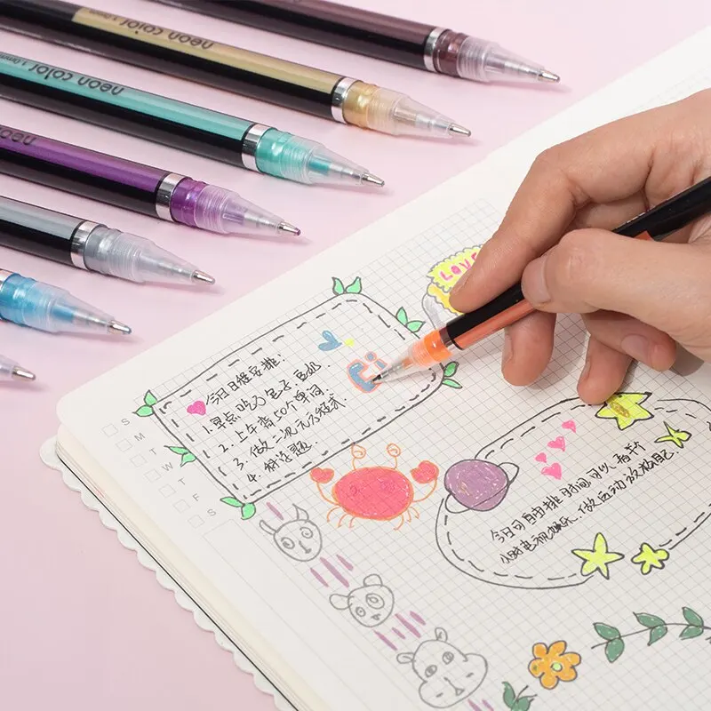 Highlighter Markers Gel Highlighter Markers Metallic Glitter Highlighter Pastel Pens 12Pcs