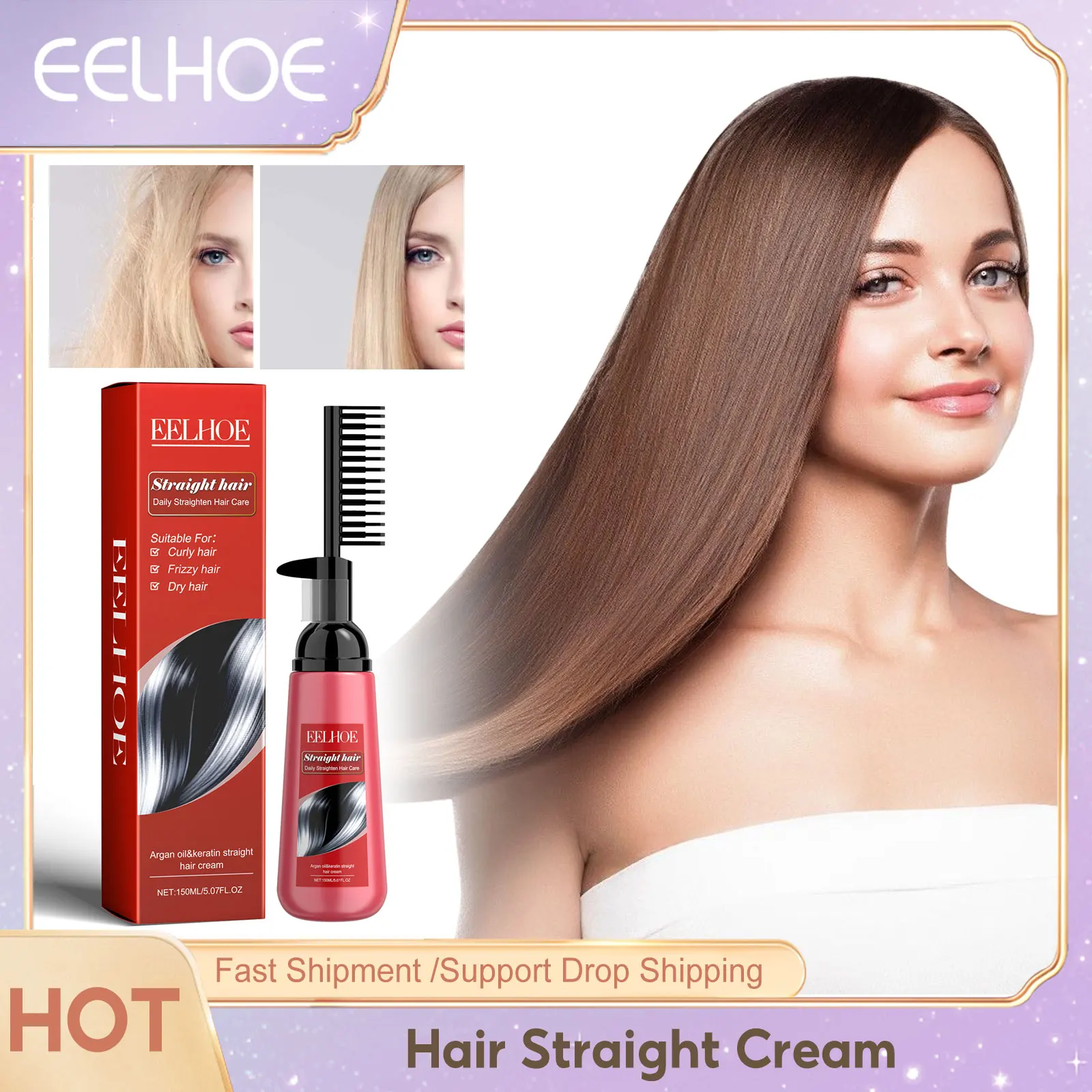 EELHOE Professional Morocco Hair Straightening Cream Repair Damaged Hair Relaxer Scalp Treatment Smoothing Hair Care Cream 150ml