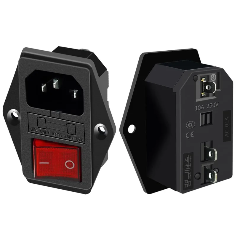 Inlet Module Plug Rocker Switch Power Socket 10A 250VAC Snap-in Power Inlet 3-Pack AC Power Inlet Module - IEC C14 ...
