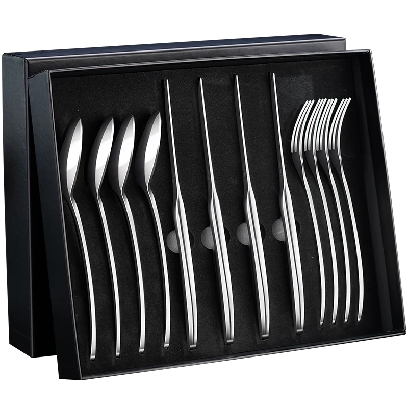 Cutlery Set 12 Pcs LFGB Certificate 316 Stainless Steel Steak Cutlery Set Ultra Sharp Dinner Knife Fork Spoon Tableware Flatware Family Gift