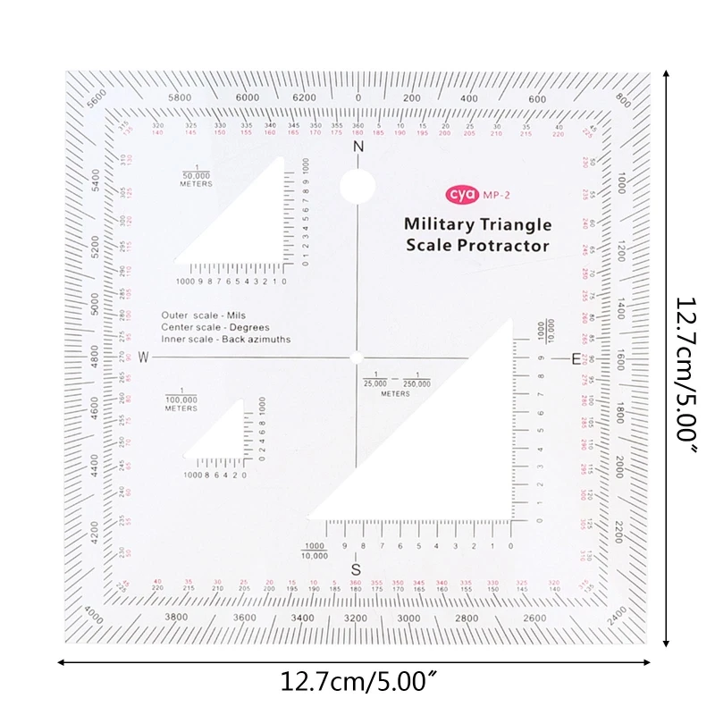 5x5'' Military MGRS Coordinate Scale Map Reading Land Navigation Topographical Map Scale Protractor 3 Kinds