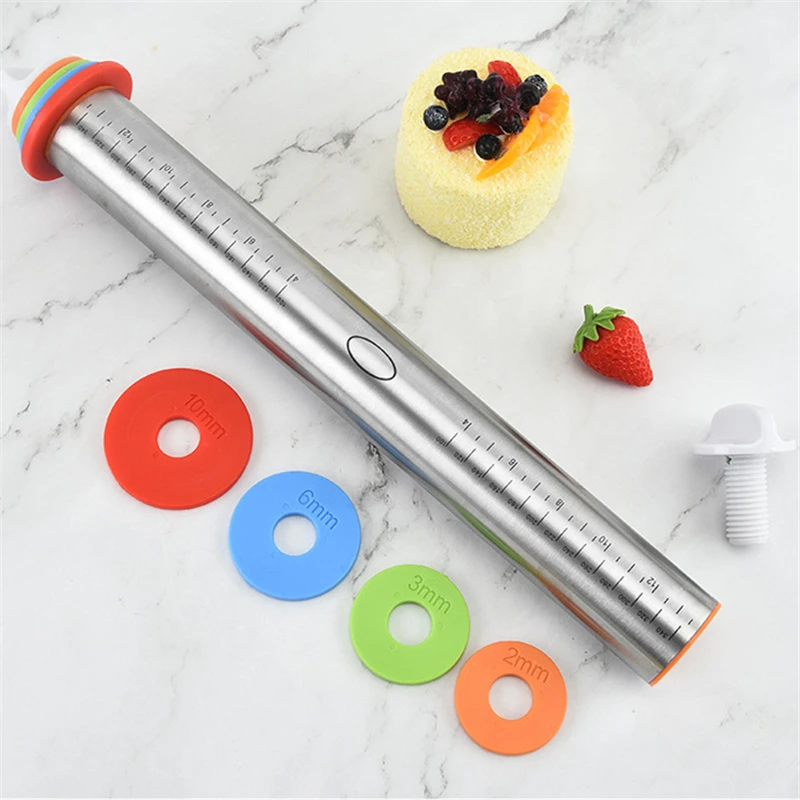 Mattarello in acciaio inox fondente mattarello torta rullo pasta mattarello  lunghezza regolabile cucina utensili da forno - AliExpress