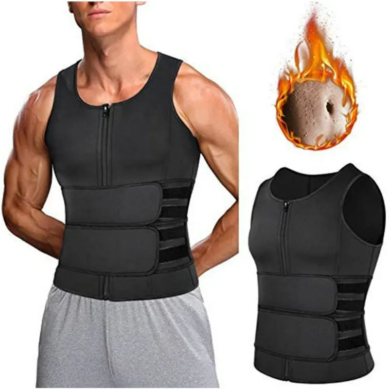 Men Waist Trainer Sauna Vest Corset Abdomen Slimming Shaper Belly Reducing Shapewear Burn Fat Double Sweat Blast Gym Belt