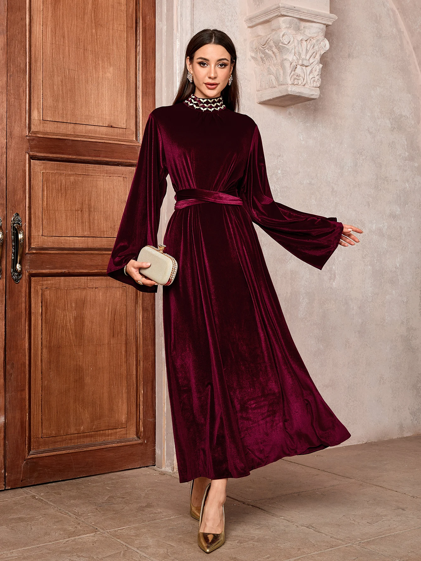 Elegant Solid Velvet Long Formal Dress Women Wrap Embroidery Wedding  Birthday Dress Gown Maxi Dress Evening Party Vestidos - AliExpress
