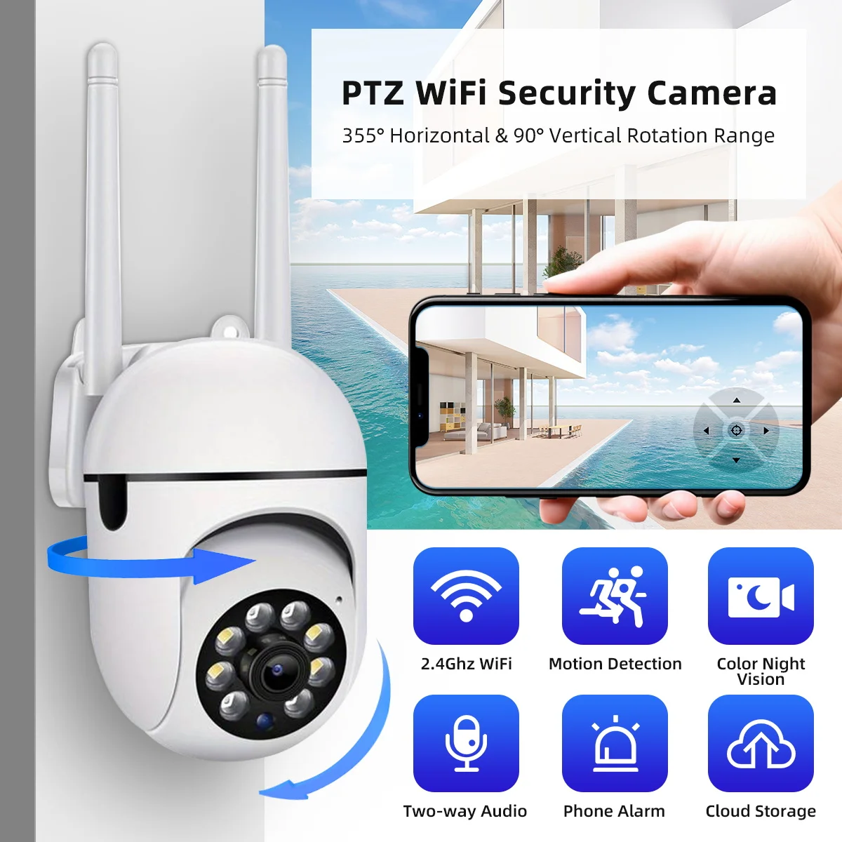 3MP PTZ IP Camera Color Night Auto Tracking CCTV IP WiFi Camera Security Camera Home Surveillance Camera Baby Monitor