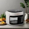 GEMING Transparent Glass Machine Multifunctional Professional Chips Stainless Steel Wire Mesh Air Fryer with Deep Pot 3