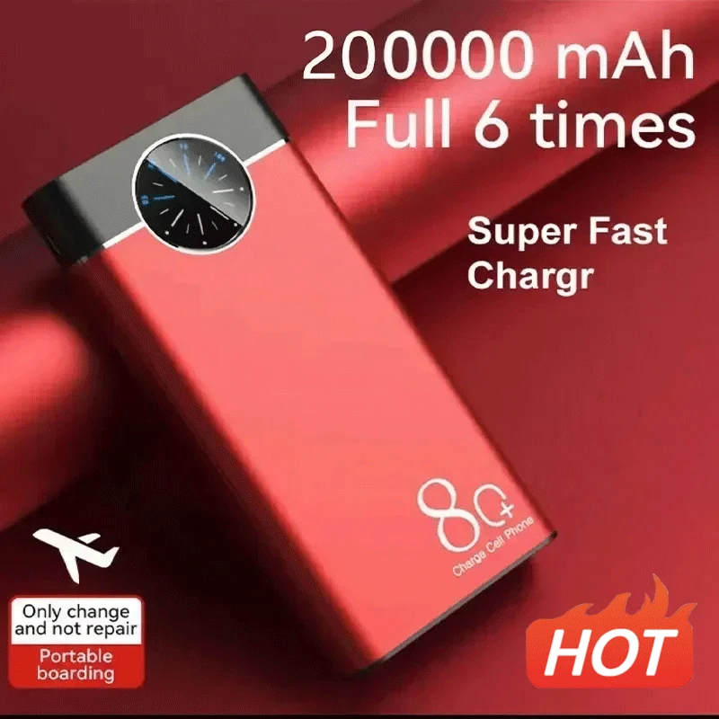

200000mAh Power Bank Super Fast Chargr PowerBank Portable Charger Digital Display External Battery Pack forIPhone Xiaomi Samsung
