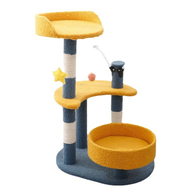 

Cat Climbing Frame Nest Tree, Interactive Cat Toy, Wooden House Scratching Post Games for Cats, Trees, Towers Scratching Post