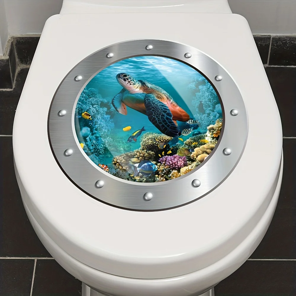 Sea World 3D Turtle Toilet Stickes Self-Adhesive Removable Bathroom Wall Stickers Waterproof Toilet Lid WC Decal Home Decoration vinyl stickers toilet stickers toilet wall stickers toilet seat stickers turtle wall stickers