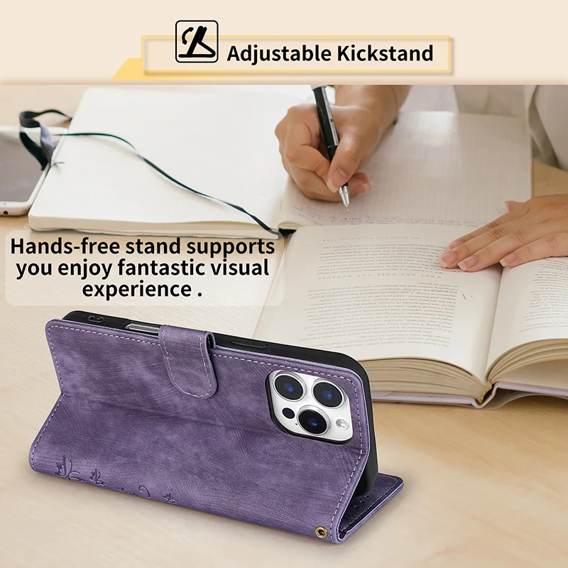 Elegant Carved PU Leather Flip Phone Case - Universal 4G Compatible