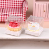 1/12 Scale Dollhouse Cake with Box DIY Dessert Miniature Food for Doll Accessories Toy Cute Home Decor Kids Pretend Play Toys 1