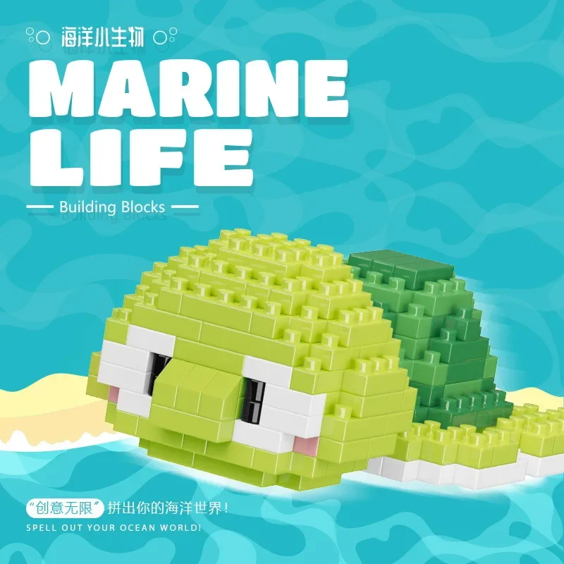 Marine Organism Micro Building Blocks Sea Turtle Killer Whale Beluga Walrus Penguin Mini Brick Figure Toys For Christmas Gift 6