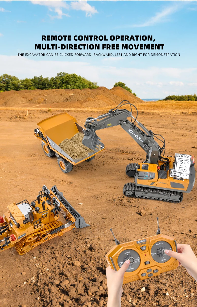 S91d4840171bf483f9b4eb0638f9d15bdt Kontrola pilot samochodowy Rc koparka ciągnik gąsienicowy wywrotka spychacz urządzenie inżynieryjne elektryczna zabawka dla dzieci prezent dla dzieci